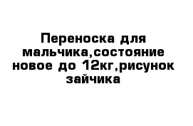 Переноска для мальчика,состояние новое до 12кг,рисунок зайчика